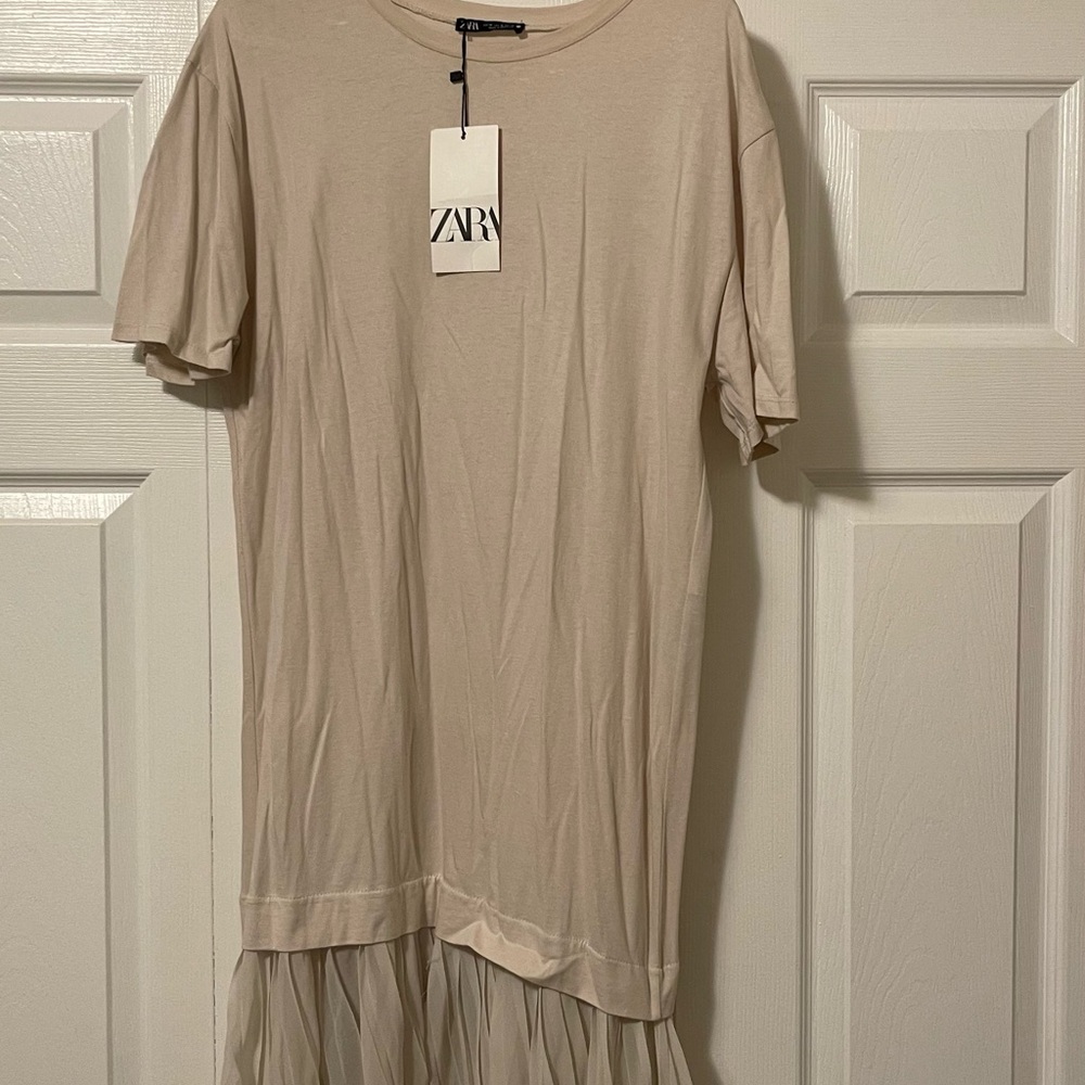 Zara Cream Short Sleeve Dress
